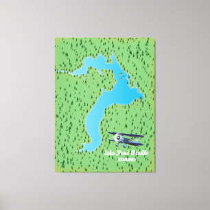 Pend Oreille-meer Idaho kaart Canvas Afdruk