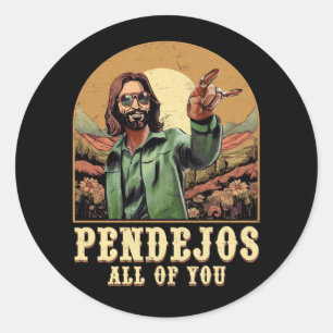 Pendejos Allen van jullie Jezus sarcastische Humor Ronde Sticker