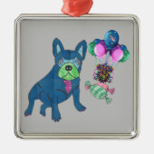Pendentif Bouledogue Français Ornement Argenté (Devant)