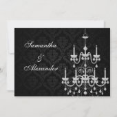 Pendentif noir lustre lumière mariage Invitations (Dos)