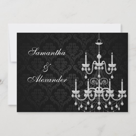 Pendentif noir lustre lumière mariage Invitations (Dos)