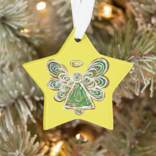 Pendentif Ornement de Noël Ange Gardien Vert