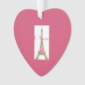 Pendentif Tour Eiffel Amour Cœur Rose (devant)