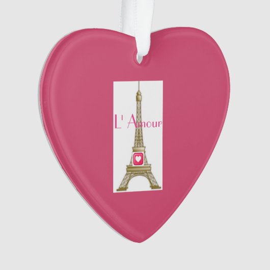 Pendentif Tour Eiffel Amour Cœur Rose (devant)