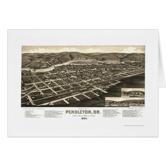 Pendleton, OU carte panoramique - 1884 (Devant horizontal)