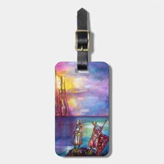 PENDRAGON Medieval Knachten, Lake Sunset, Fantasy Bagagelabel (Voorkant verticaal)