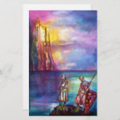PENDRAGON Medieval Knachten, Lake Sunset, Fantasy Briefpapier (Voorkant / Achterkant)