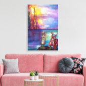 PENDRAGON Medieval Knachten, Lake Sunset, Fantasy Canvas Afdruk (Insitu (Woonkamer))