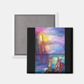 PENDRAGON Medieval Knachten, Lake Sunset, Fantasy Magneet (Voorkant / Achterkant)