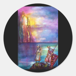 PENDRAGON Medieval Knachten, Lake Sunset, Fantasy Ronde Sticker