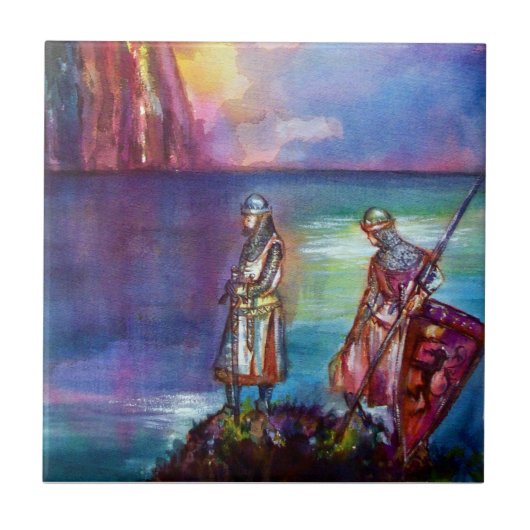 PENDRAGON Medieval Knachten, Lake Sunset, Fantasy Tegeltje (Voorkant)