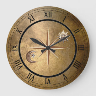 pendule bronzée et murale de lune