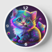 PENDULE CHATON ŒIL BLEU NÉON COLORÉ (Recto)