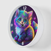 PENDULE CHATON ŒIL BLEU NÉON COLORÉ (Angle)