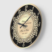 Pendule de mariage florale or élégante.  (Angle)