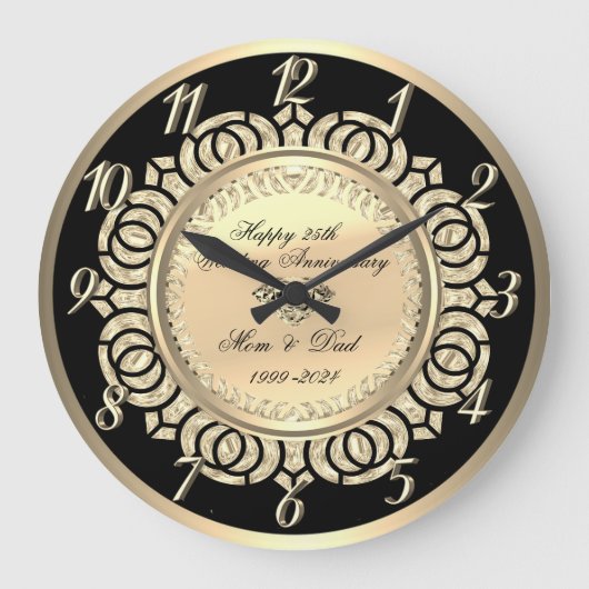 Pendule de mariage florale or élégante.  (Recto)