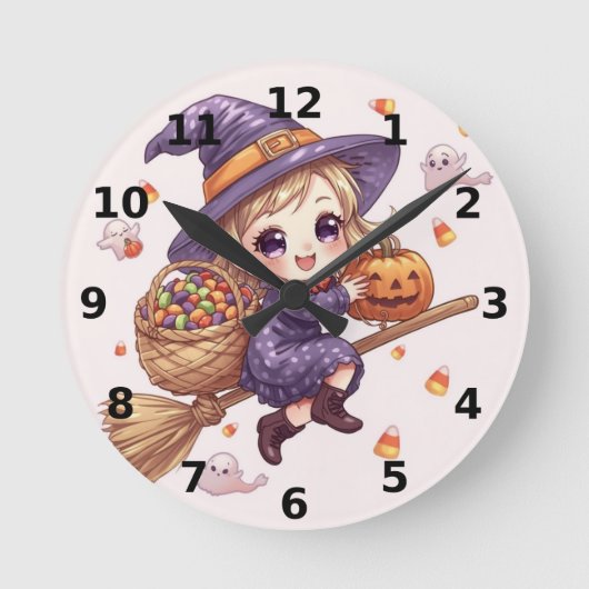 Pendule murale Halloween Sorcière Blonde (Recto)