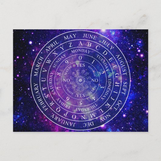 Pendulum Board Chart for Divination Game Paars Briefkaart (Voorkant)