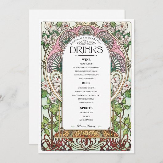 PENELOPE 01 A - Boisson Mariage Menu 2 (Devant / Derrière)