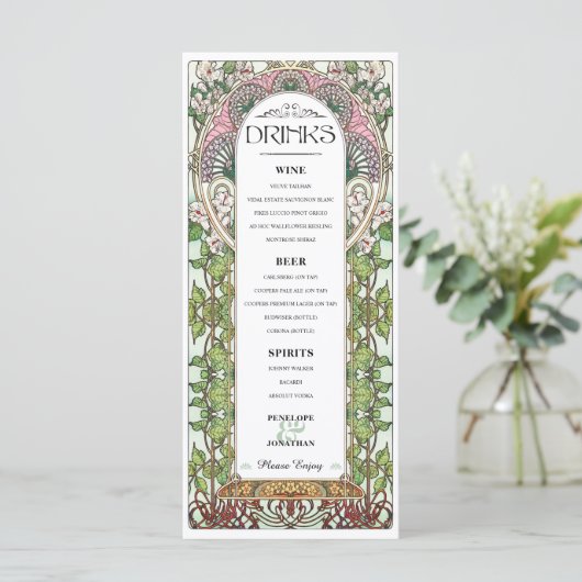 PENELOPE 01 A - Bruiloft Drink Menu 1 (Staand voorkant)