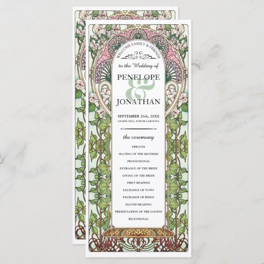 PENELOPE 01 A - Huwelijksprogramma - Art Nouveau Programma (Voorkant / Achterkant)