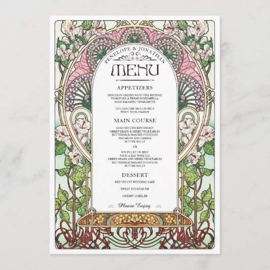 PENELOPE 01 A - Menu Mariage 2 (Devant)