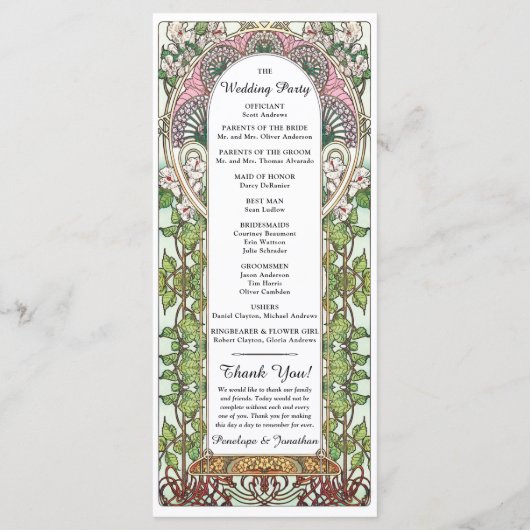 PENELOPE 01 A - Programme de mariage - Art Nouveau (Dos)