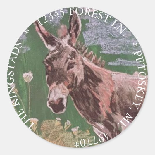 Penelope de ezel ronde sticker (Voorkant)