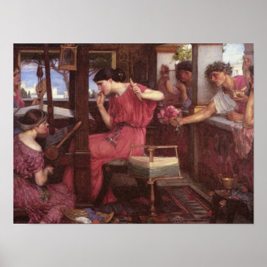 Penelope en de gitaren - John William Waterhouse Poster (Voorkant)