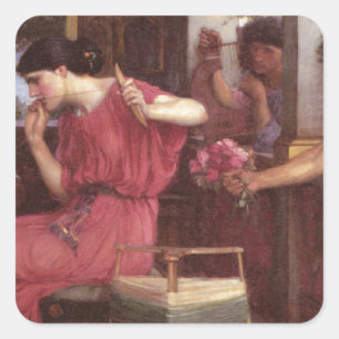 Penelope en de gitaren - John William Waterhouse Vierkante Sticker