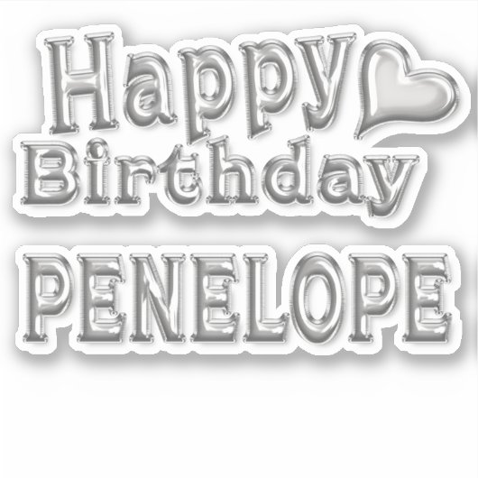 Penelope Happy Birthday silver Aufkleber Sticker (Voorkant)