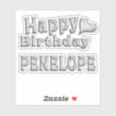 Penelope Happy Birthday silver Aufkleber Sticker (Vel)