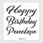 Penelope Nom Prénom Anniversaire de Black Sticker (Feuille)
