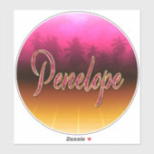 Penelope prénom nom autocollant rose sticker (Feuille)