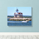 Penfield Reef Vuurtoren, Connecticut Canvas Print (Insitu (Houten vloer))