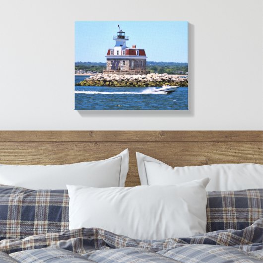 Penfield Reef Vuurtoren, Connecticut Canvas Print (Insitu (Slaapkamer))