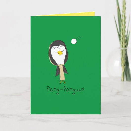 Peng-Ponguin Ping-Pong Penguin Funny Wenskaart Kaart (Voorkant)