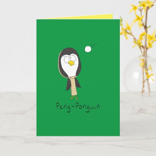 Peng-Ponguin Ping-Pong Penguin Funny Wenskaart Kaart (Gele Bloem)