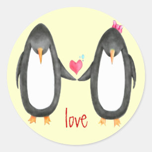Pengin Luv Ronde Sticker
