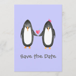 Pengin Luv Wedding Invite Save The Date