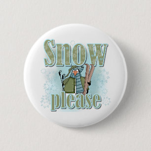 Pengin Ski Snow alsjeblieft Ronde Button 5,7 Cm