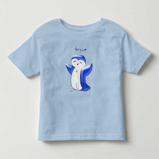 Pengu Happy Penguin (Bleu) Tshirt pour Tout-Petits (Devant)