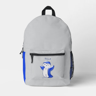 Pengu Happy Penguin Kinder Blauwgrijs Bedrukte Rugzak