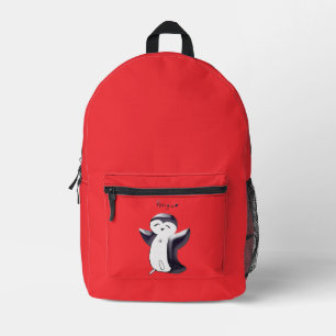 Pengu Happy Penguin Kinder Zwart-Rood Bedrukte Rugzak