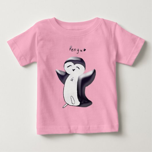Pengu Happy Penguin (Zwart) Peuter Tshirt (Voorkant)