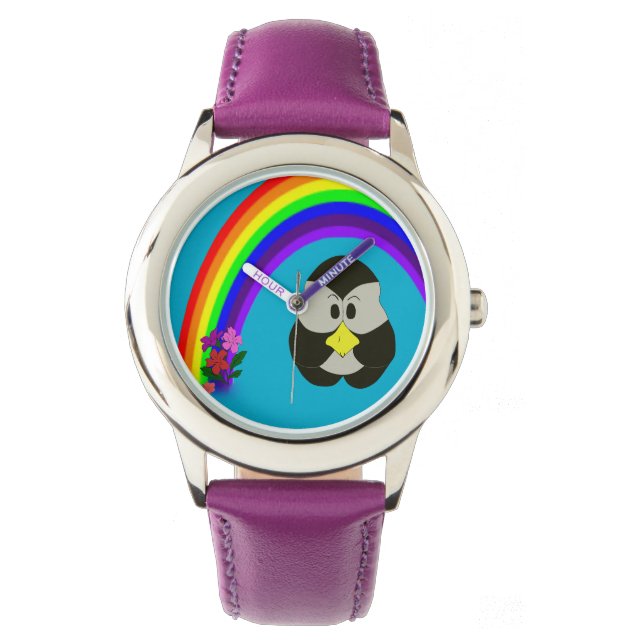 pengu mignon pengu avec montre arc-en-ciel (devant)