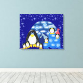 Penguin2 Wrapped Canvas Afdruk (Insitu (Houten vloer))