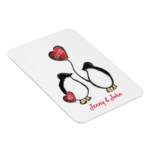 Penguin 40th ruby bruiloft magneet (Rechterzijde)
