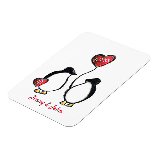 Penguin 40th ruby bruiloft magneet (Linkerzijde)