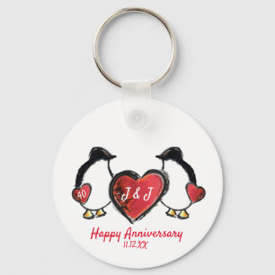 Penguin 40th ruby bruiloft sleutelhanger